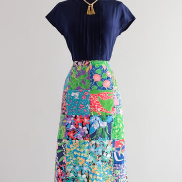 Vintage 1960's Quilted Floral Skirt by Lilly Pulitzer / SM