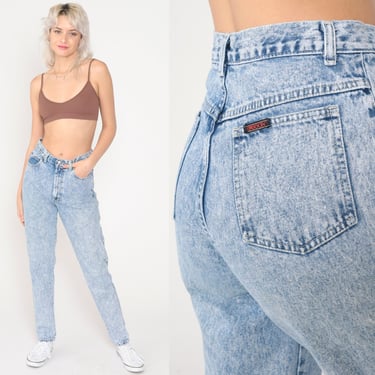 Acid Wash Jeans 80s 90s Sasson Mom Jeans Denim High Waist Jeans 1980s Slim Skinny Tapered Denim Pants Vintage Slim Leg Small 27 S 