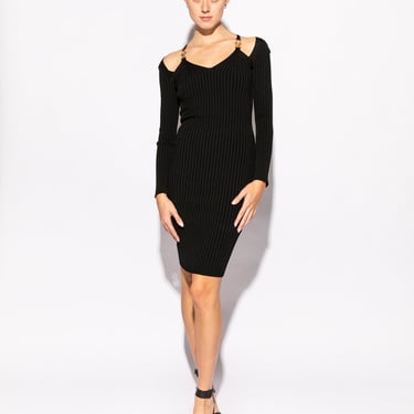 VERSACE Black Shoulder Cut-Out Midi Dress (Sz. 6)