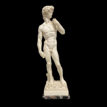 Vintage David Statue Retro 1960s Mid Century Modern + Michelangelo + P.A.T. + L.T. + Nude Man + Reproduction Art + MCM Home Decor 