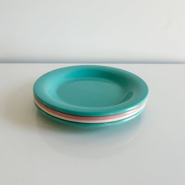 Colors by Kasen Pastel Melamine Dinnerware Set Salad Plates by Peter Pan Industries New Jersey USA Vintage 1980s 