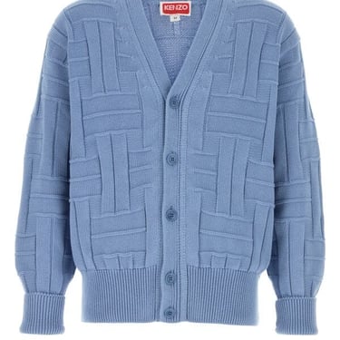 Kenzo Men Light Blue Cotton Cardigan