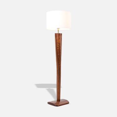 Californian Modern Sculpted Walnut Floor Lamp