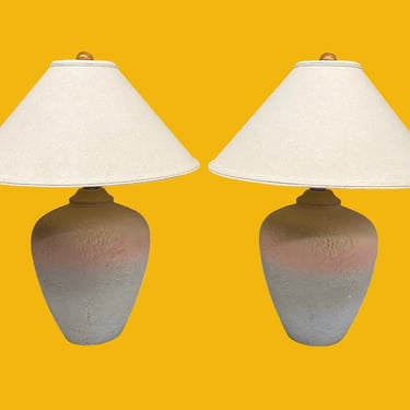 Vintage Table Lamp with Shade Retro 1980s Contemporary + Markel + Plaster + Pink to Blue + Ombre + 2 Available + SOLD SEPARATELY + Lighting 
