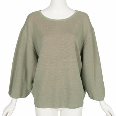Azzedine Alaïa 1985 S/S Sage Linen Knit Vintage Slouchy Sweater Sz L 