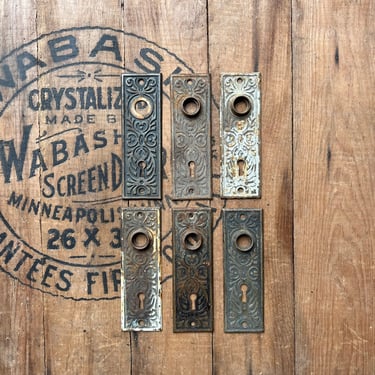 Set of 6 1890s Pressed Door Plates 