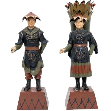 Pair of Tole Chinoiserie Figures