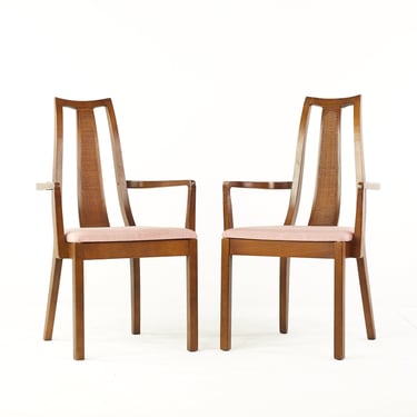 American of Martinsville Mid Century Walnut Captains Chairs - Pair - mcm 