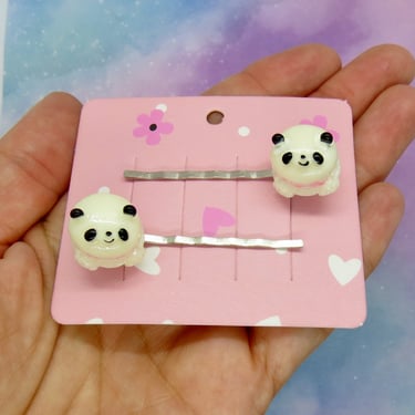 Panda Hair Clips Cute Kawaii Cake Cookie Clip Set 