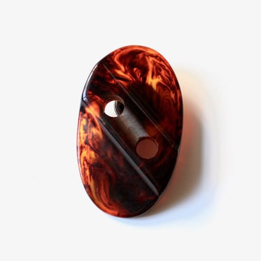 1930s - 1940s Carved Tortoiseshell Bakelite Button Buckle - Vintage Catalin Accessories 