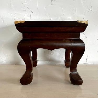 Vintage Wood Footstool | Ming Style Furniture | Solid Wood Stand | Custom Made Foot Stool 