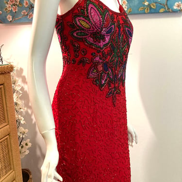 Kathryn Conover Red Beaded Dress 
