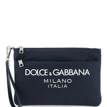 Dolce &amp; Gabbana Nylon Pouch With Rubberized Logo Men