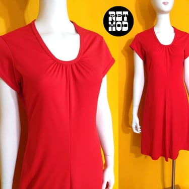 Bright Red Vintage 70s Easy Breezy Day Dress 