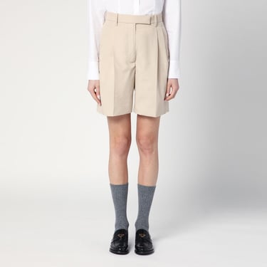 Thom Browne Khaki Bermuda Shorts In Cotton Blend Women