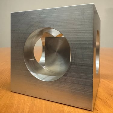 Wall-Mounted Precision Aluminum Cube Sculpture