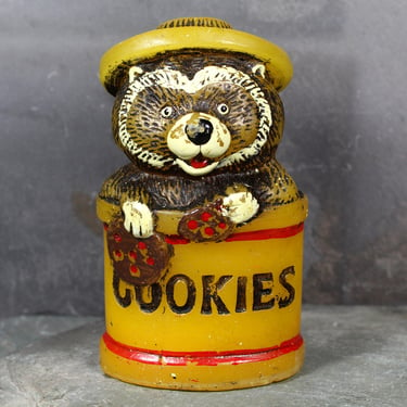 Vintage Animal Antics Candle | Raccoon in a Cookie Jar "Caught in the Act" | Hand Painted Unused Candle 