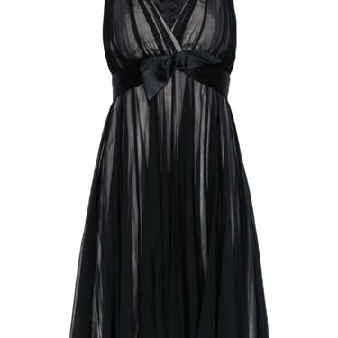 Milly - Black Sheer Sleeveless A-Line Dress w/ Nude Underlay Sz 4