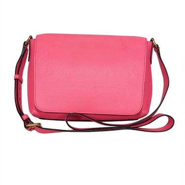 Burberry - Hot Pink Pebbled Leather Front Flap Crossbody Bag