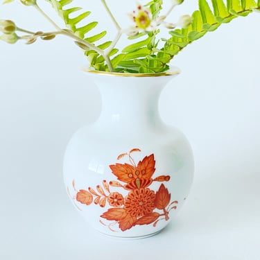 Small Herend porcelain bud vase Rust Apponyi Chinese Bouquet Hungarian china miniature cabinet vase Gift for her 