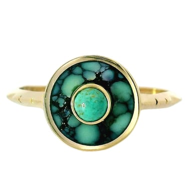 Double Green Turquoise Cerclen Ring