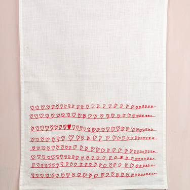 Hearts on a Wire Tea Towel