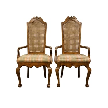 Set of 2 AMERICAN OF MARTINSVILLE European Old World Style Cane Back Dining Arm Chairs 2495-525 