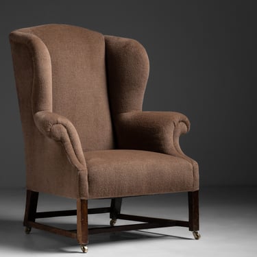 Mahogany Wing Chair in Alpaca / Wool Blend from Rosemary Hallgarten