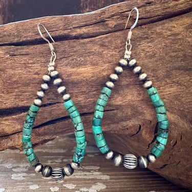 TURQUOISE TEARDROPS Sterling Silver Earrings | Beaded Jewelry | Dangle Drop Earrings | Silver and Turquoise 