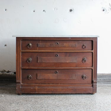 Antique 3-Drawer Lowboy with Marble Top