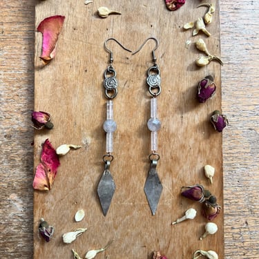 Handmade Quartz Earrings Tribal Silver Jewelry Bohemian Boho Enchanting Gifts 