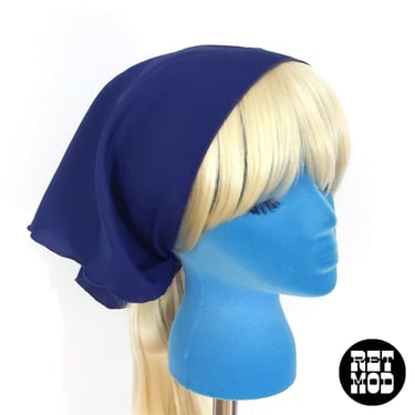 Vintage 60s 70s 80s Navy Blue Head Scarf 