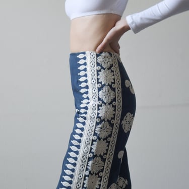 6994t / embroidered wide leg pants 