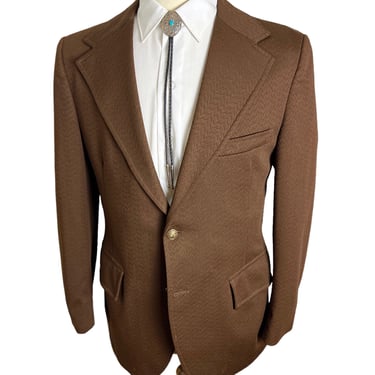 Vintage 1970s DOBBSHIRE Textured Brown Sport Coat ~ size 38 R ~ 70s jacket / blazer ~ Gold Buttons ~ Western / Mod 