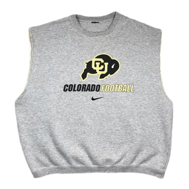 Vintage 90s Nike University of Colorado Football Center Swoosh Cut Off Crewneck Sweatshirt Pullover Size Large/XL 