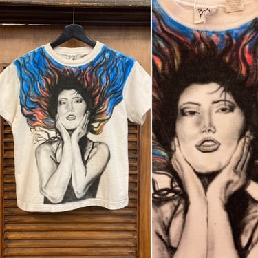 Vintage 1980’s Airbrush Artwork Tee Shirt, New Wave, 80’s Pop Art Tee, Vintage T Shirt, Vintage Clothing 
