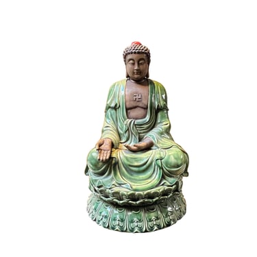 Chinese Rustic Ceramic Sitting Meditation Shakyamuni Buddha Statue ws2792E 