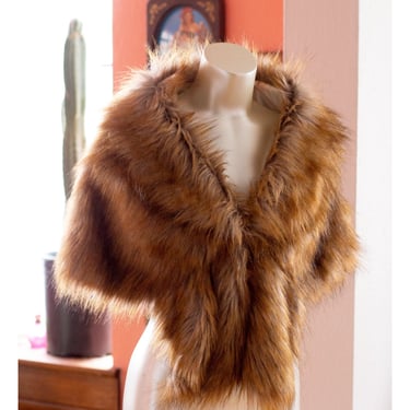 Vintage Faux Fur Wrap - Stole, Cape, Shawl - Boho, Formal, Mob Wife - 1960s, 1970s 