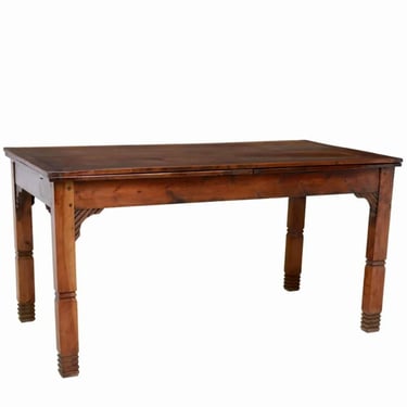 Rustic Antique Spanish Farmhouse Walnut Two-Plank Draw Leaf Extension Dining Table 