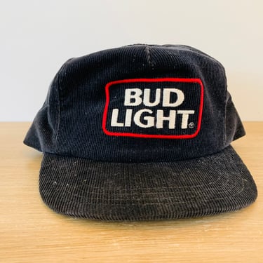 Vintage 1980s Bud Light Corduroy Snapback Hat Cap 
