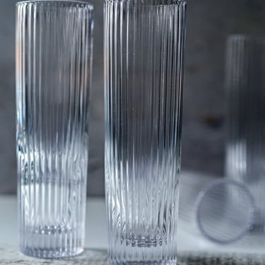 Ribbed Clear Champagne Glasses (Set of 4)