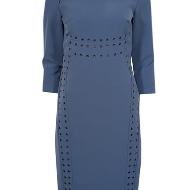 Per Se - Blue Crop Sleeve Grommet Detail Dress Sz 2
