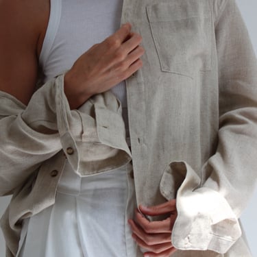 Na Nin Arlo Linen Rayon Button Up / Available in Oak