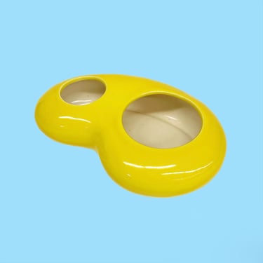 Vintage Planter Retro 1990s Contemporary + Ceramic + Bright Yellow + Kidney Shaped + Catch-All + Plant Display + Home and  Table Decor 