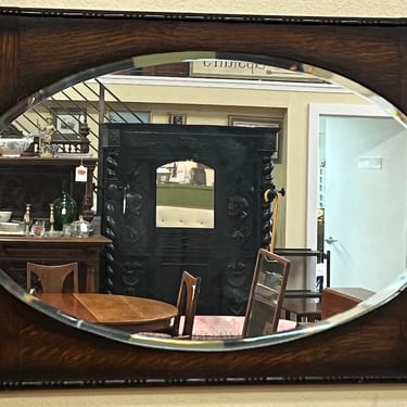 Item #AD124 Jacobean Style English Oak Wall Mirror c.1920