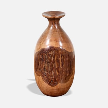 California Modern Carved Wood Vase by Bill Haskell