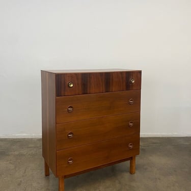 Walnut and rosewood highboy by Basset 