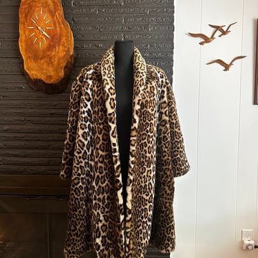 Vintage Teddy Bear Coat Leopard Print 