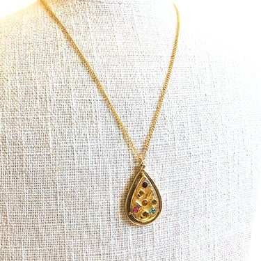 Sarah Coventry Colorful Teardrop Pendant Necklace 