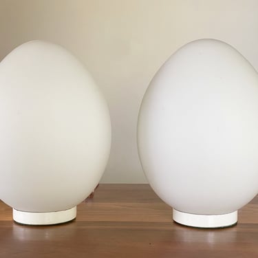Pair MCM Egg Lamps Vianne France Laurel Style 